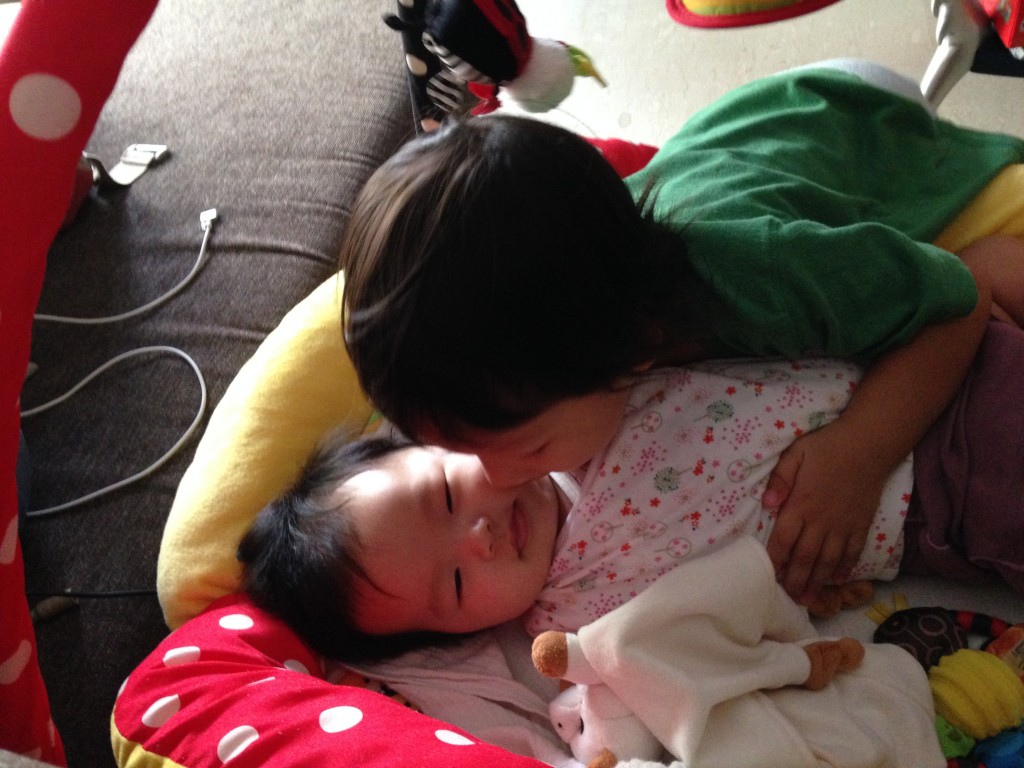 Staying home allows me to catch these occasional lovely moments between kor kor and mei mei